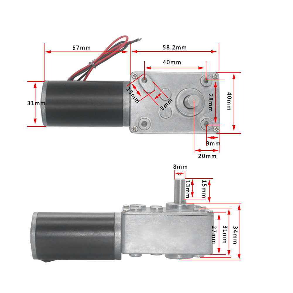 (10RPM)Speed Reduce Electric Gearbox Motor Reversible Worm Gear Motor 8mm KRI✈️