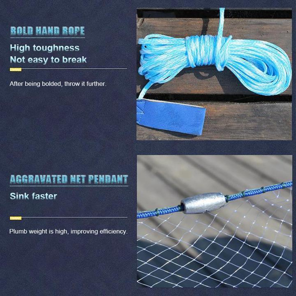 Portable Durable Fish Mesh Net Cast Net Fishing Tackle Accessory With Plat KRI✈️