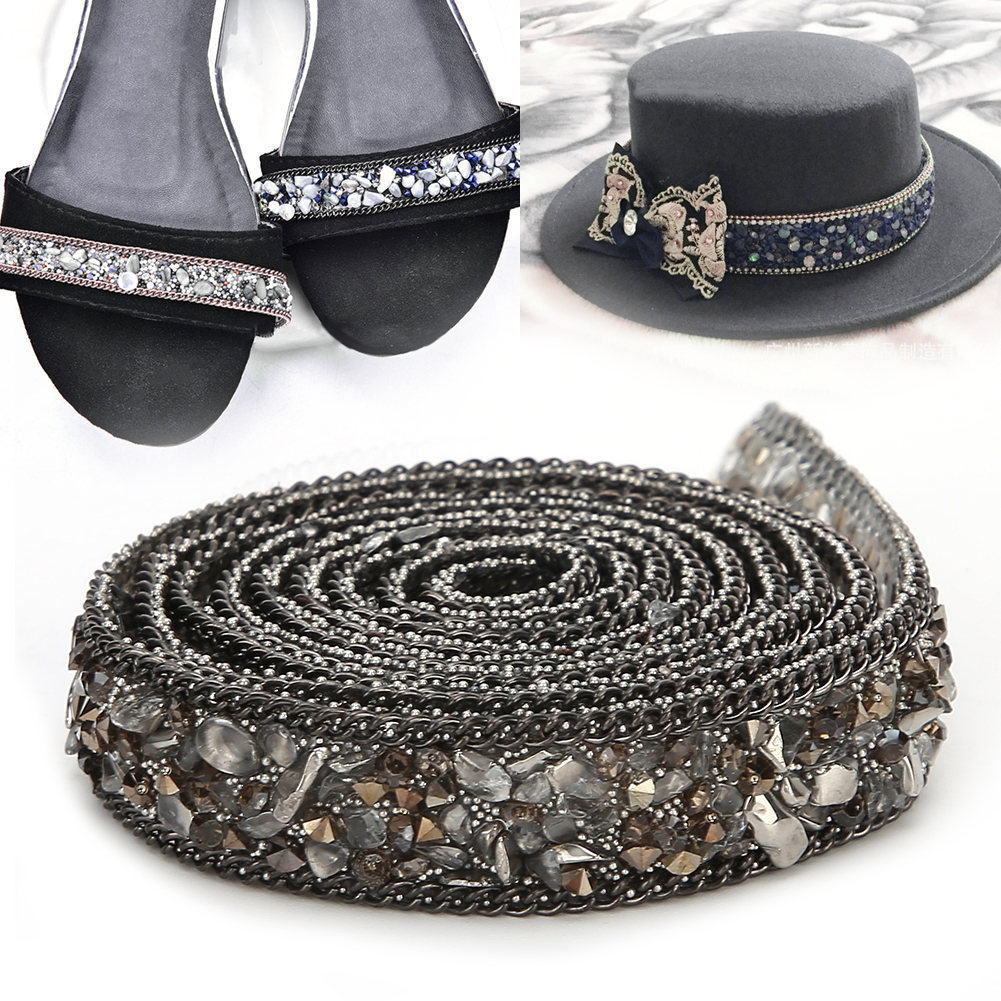 Rhinestone Gravel Ribbon Chain Clothes Shoes Decoration Accessories 1.5cm KRI✈️