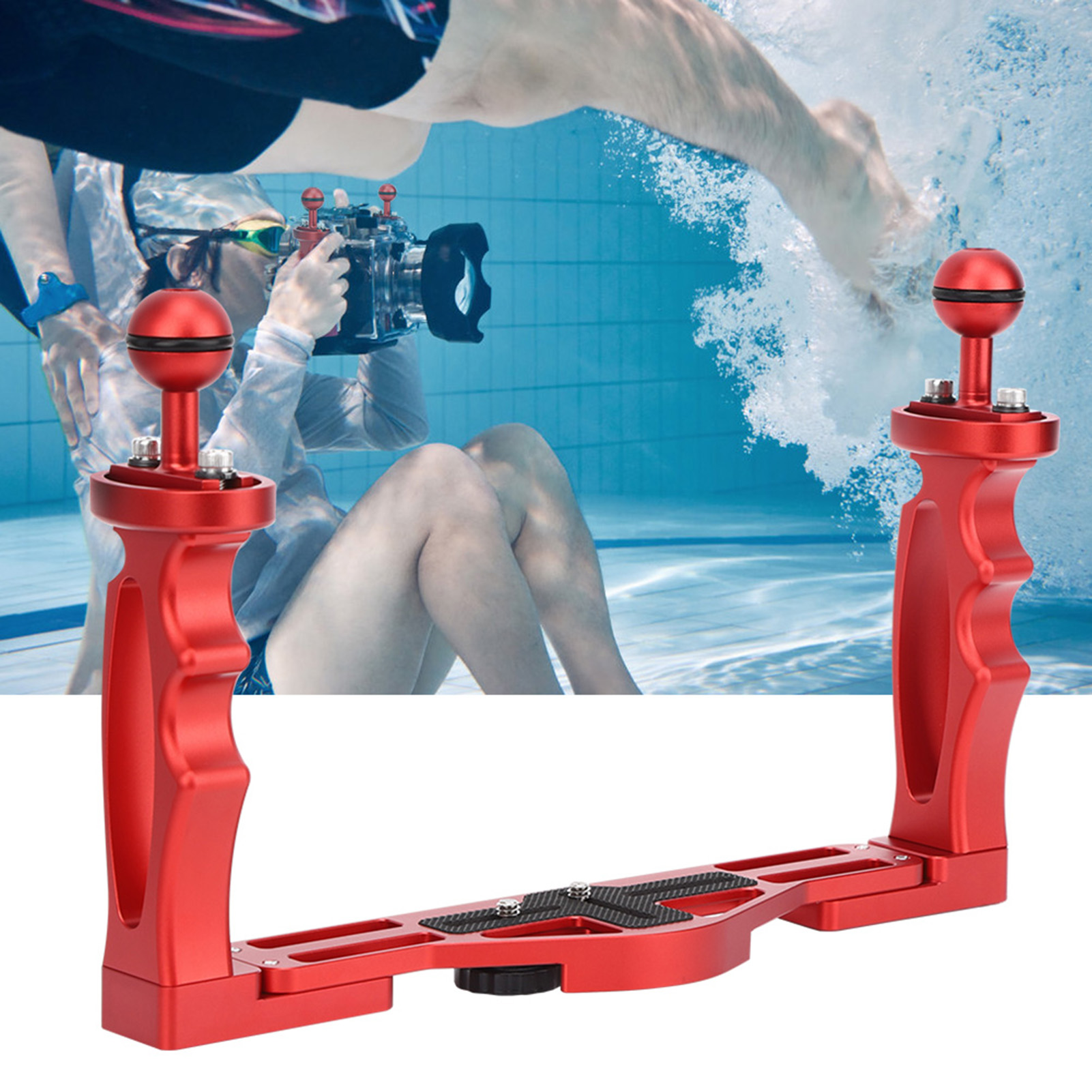 All Metal Dual Handheld Hand Grip Diving Flashlight Bracket Underwater Spo KRI✈️