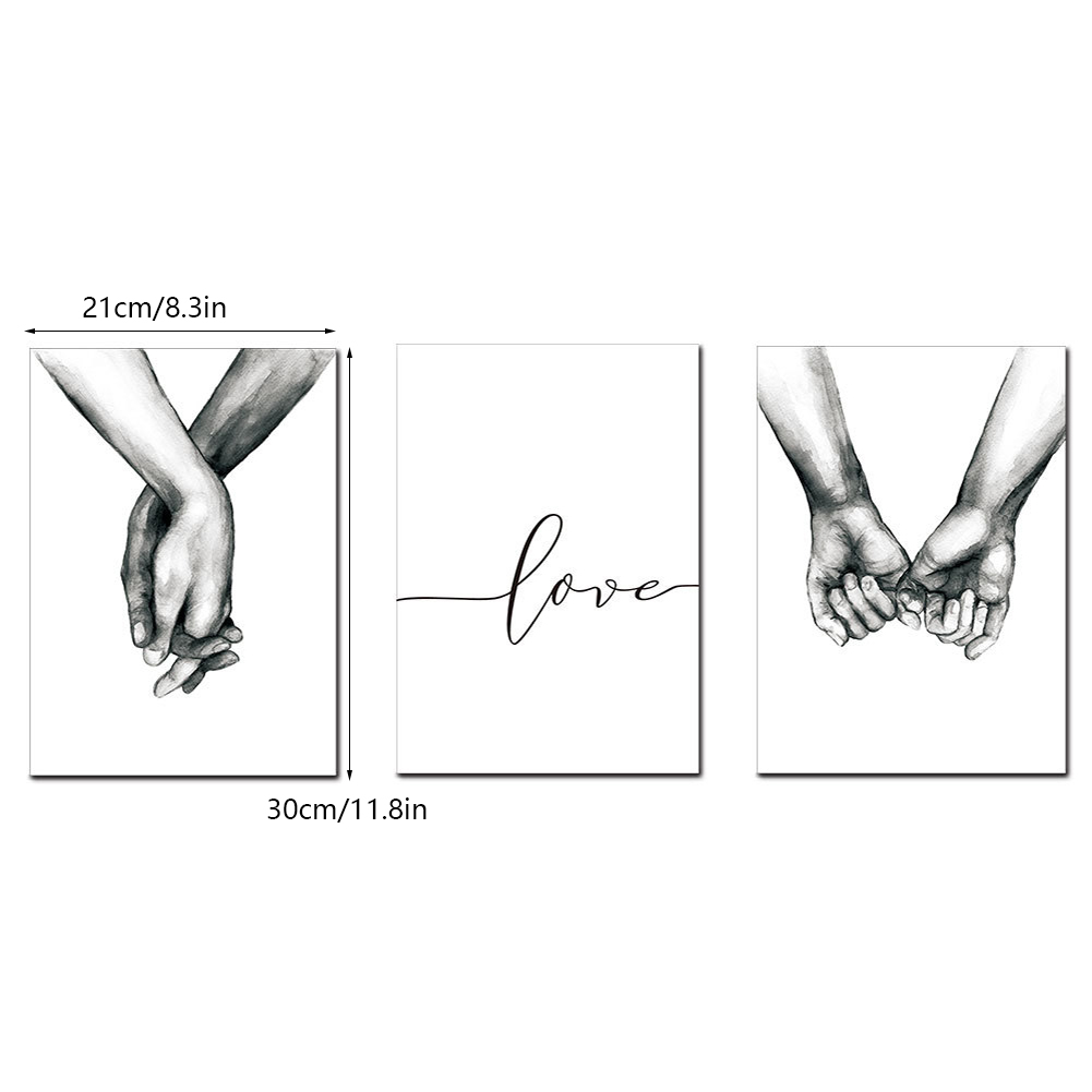 3Pcs 21x30cm Simple Abstract Drawing Hand Letter Wall Art Canvas Painting KRI✈️