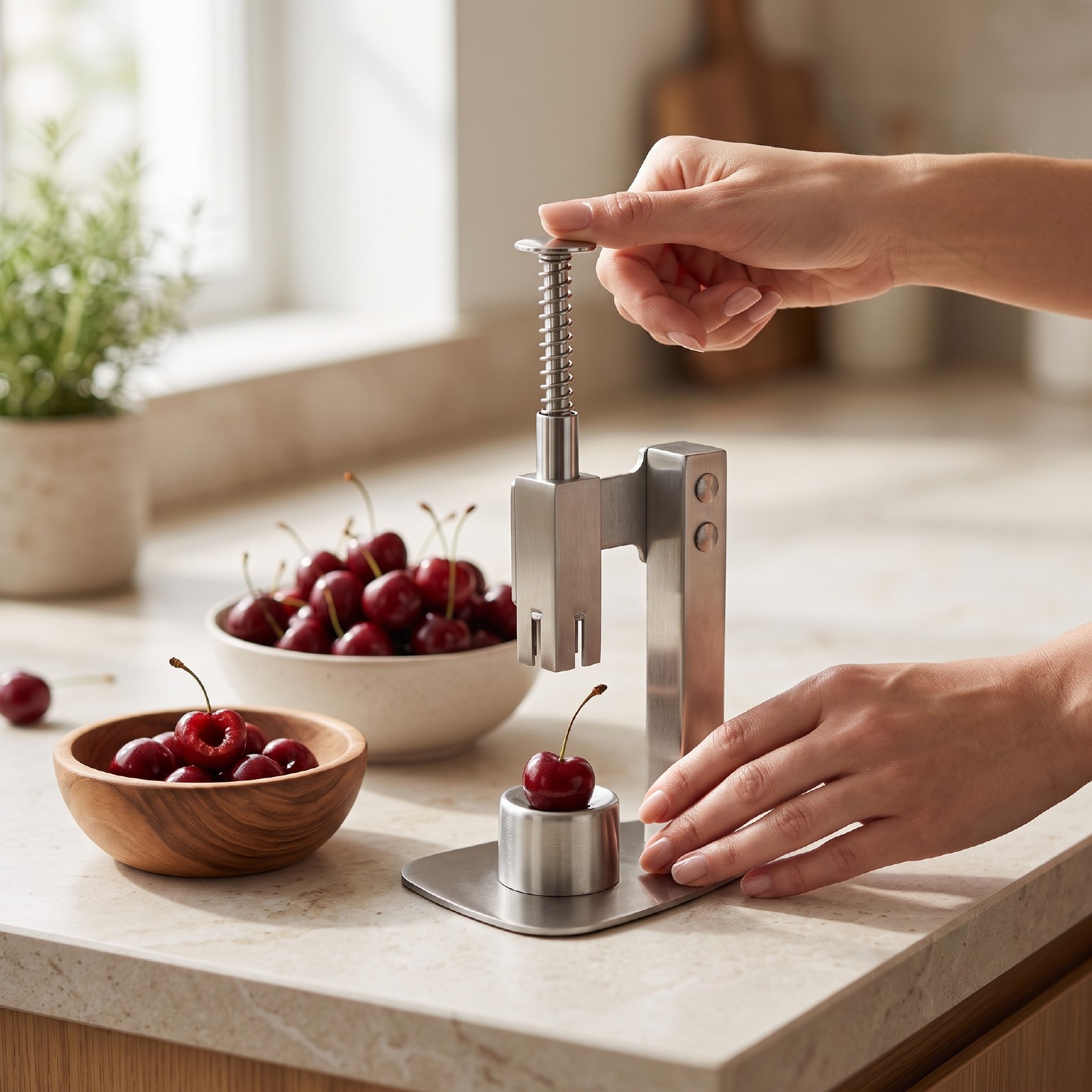 304 STAINLESS STEEL Cherry Pitter Date Pit Fruit Core Remover Press ...