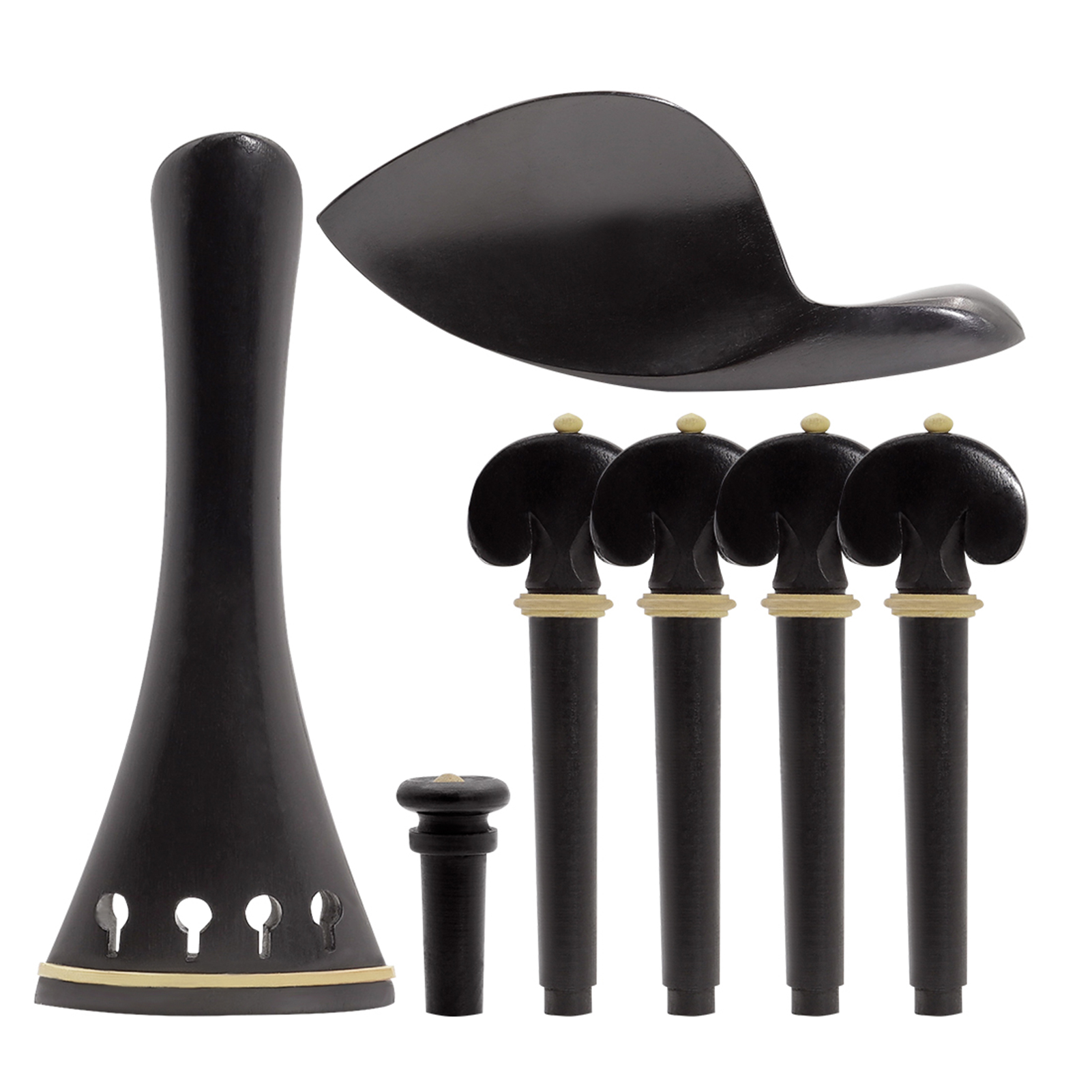 4/4 Violin Accessory Parts Set Ebony With Tailpiece Chin Rest End Pin Tunin KHDQ