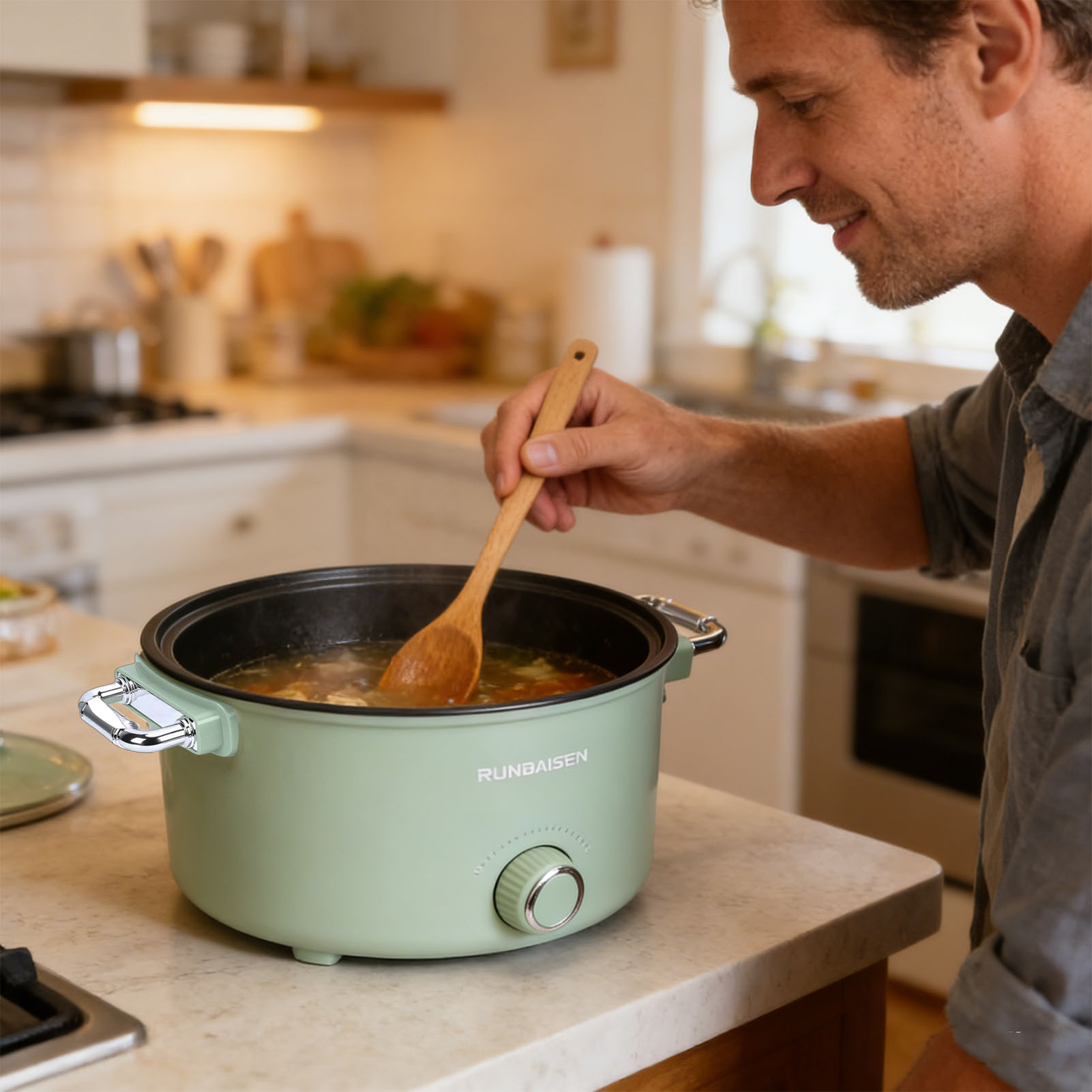 STEAM POT 加湿器 3L Electric Hot Pot 3L 800W Non-Stick Coating Electric Cooker with