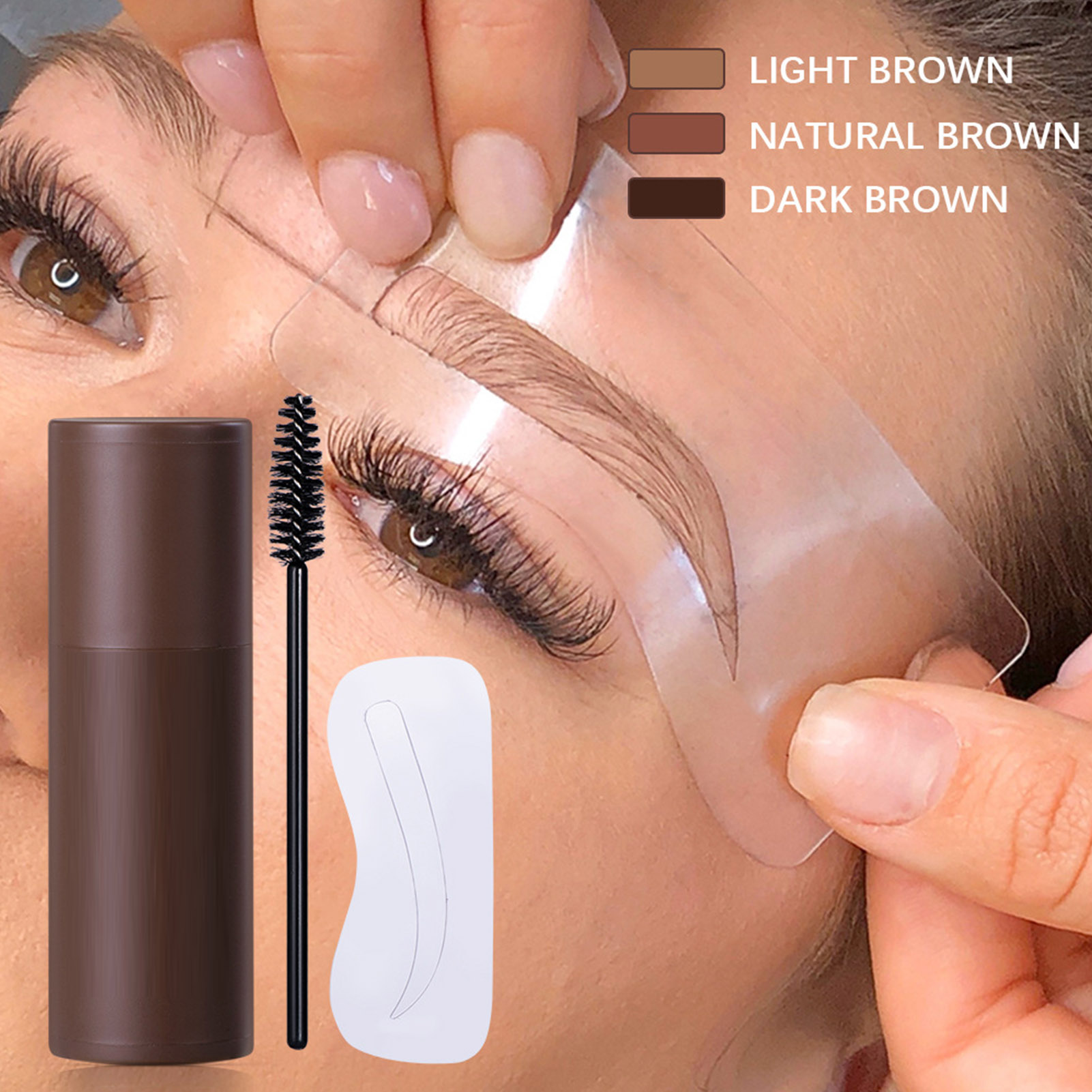 Eyebrow Stamp Kit 10 Stencils 2 Brushes Waterproof Sweatproof Lasting Eyebro LSO - Picture 19 of 21