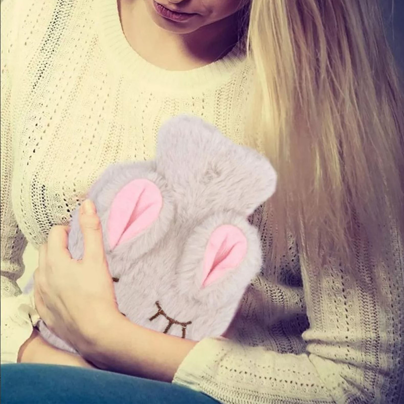 ✈Hot Water Bottle Explosion Proof Prevent Scald Detachable Rabbit Pattern Plush