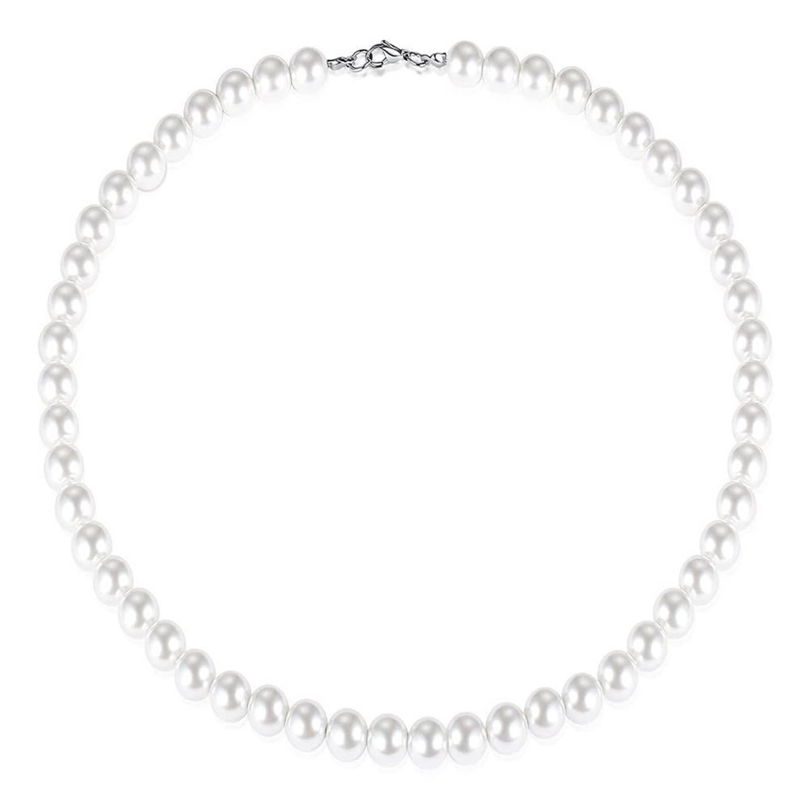 Faux Pearl Necklace Men Women Fashionable Elegant Clavicle Chain Necklace - Picture 11 of 16