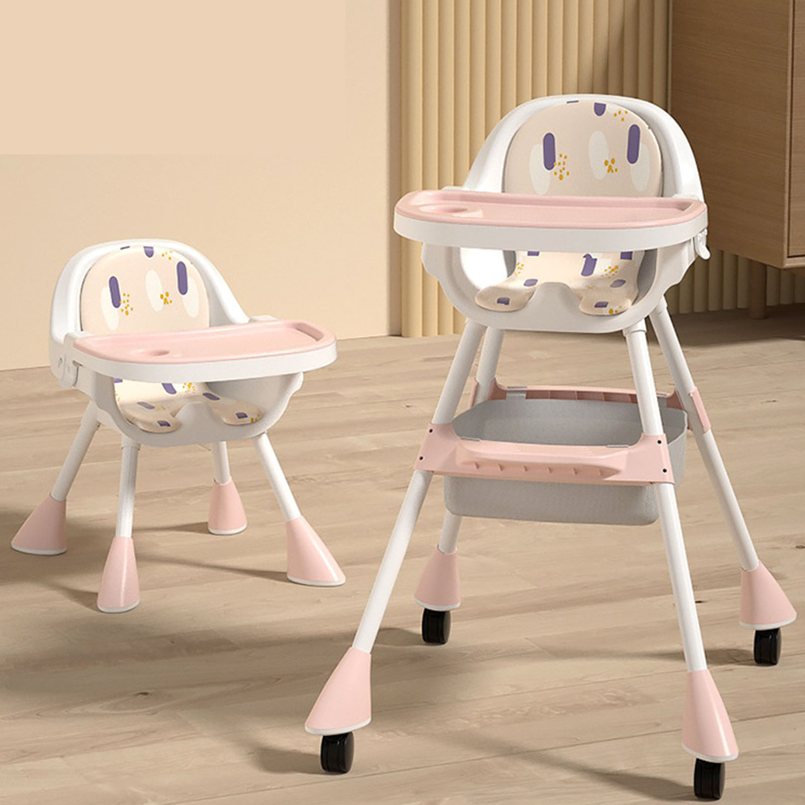 Baby High Chair Height Adjustable Multifunctional Removable Tray Folding - Picture 21 of 21