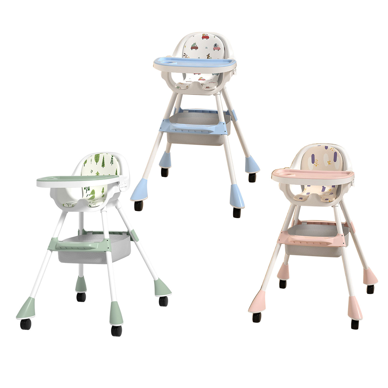 Baby High Chair Height Adjustable Multifunctional Removable Tray Folding - Picture 14 of 21