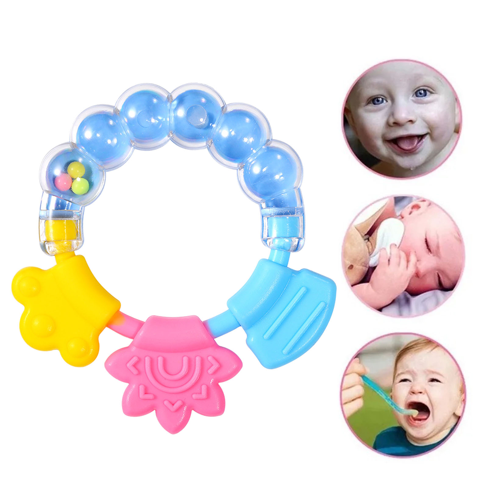 Baby Rattle Teether Gum Multifunctional Bite Resistant Silicone Baby Rattle NEW