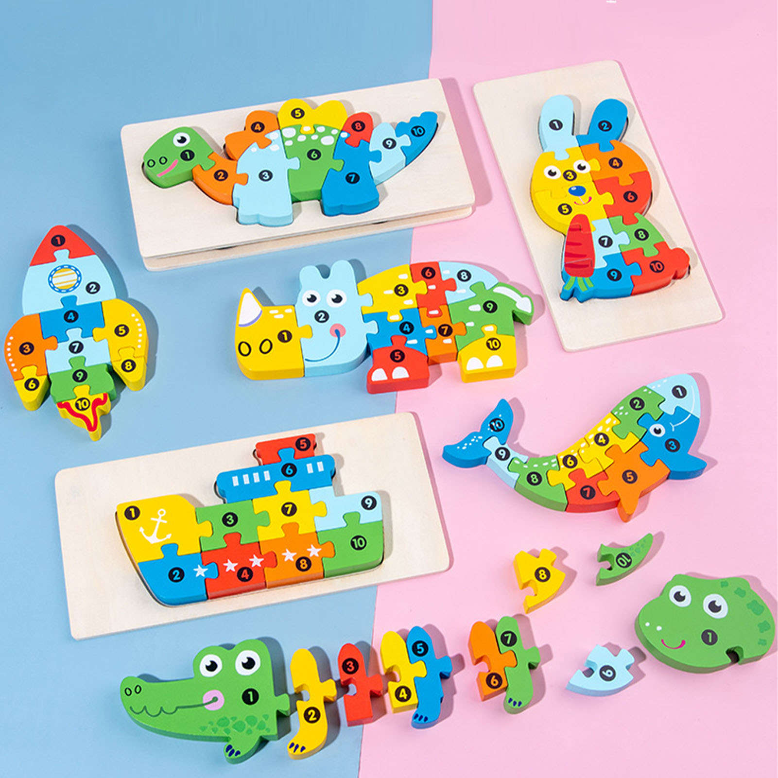 Wooden Matching 3D Puzzle Educational Interesting Matching Jigsaw Puzzle Toy - Picture 19 of 32