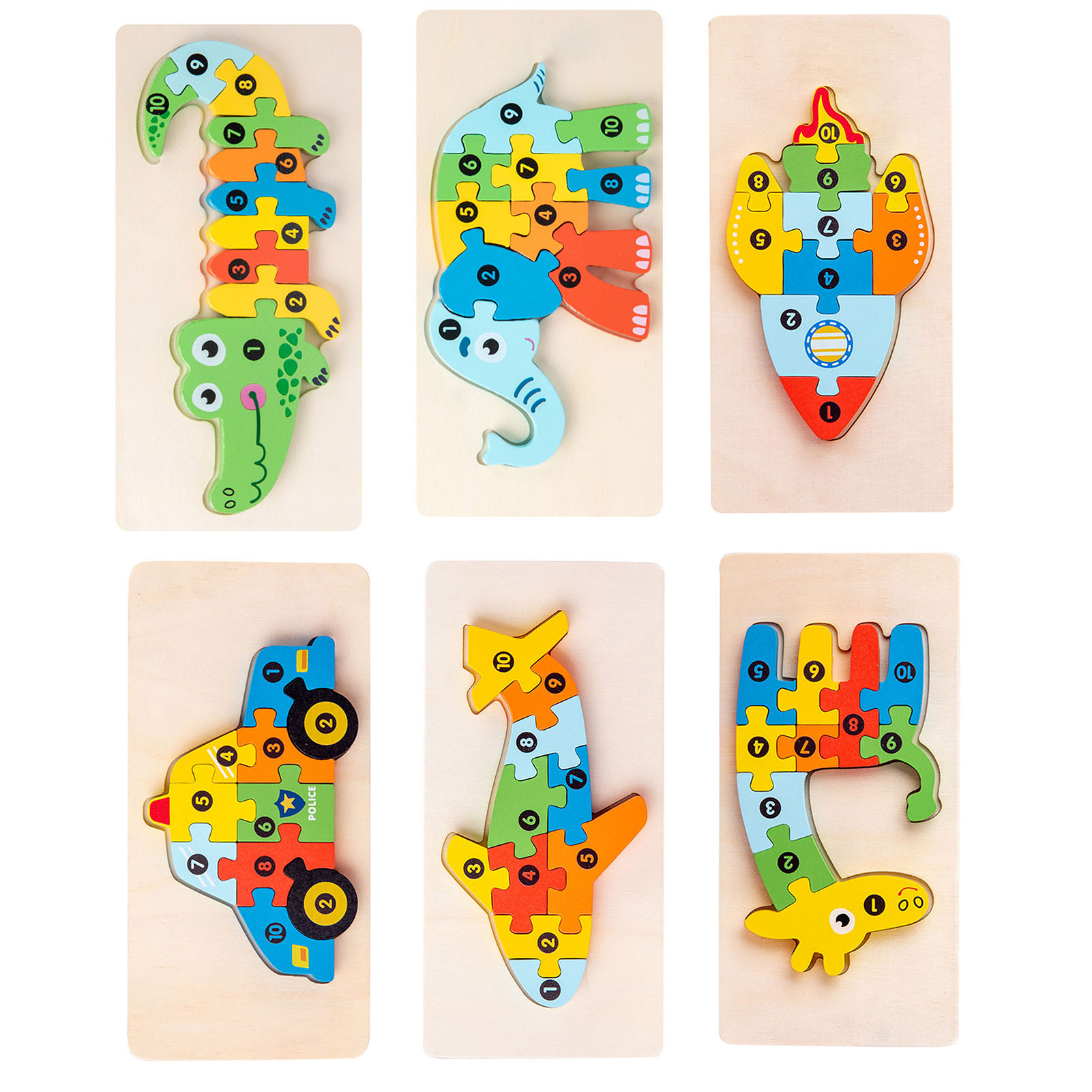 Wooden Matching 3D Puzzle Educational Interesting Matching Jigsaw Puzzle Toy - Picture 17 of 32