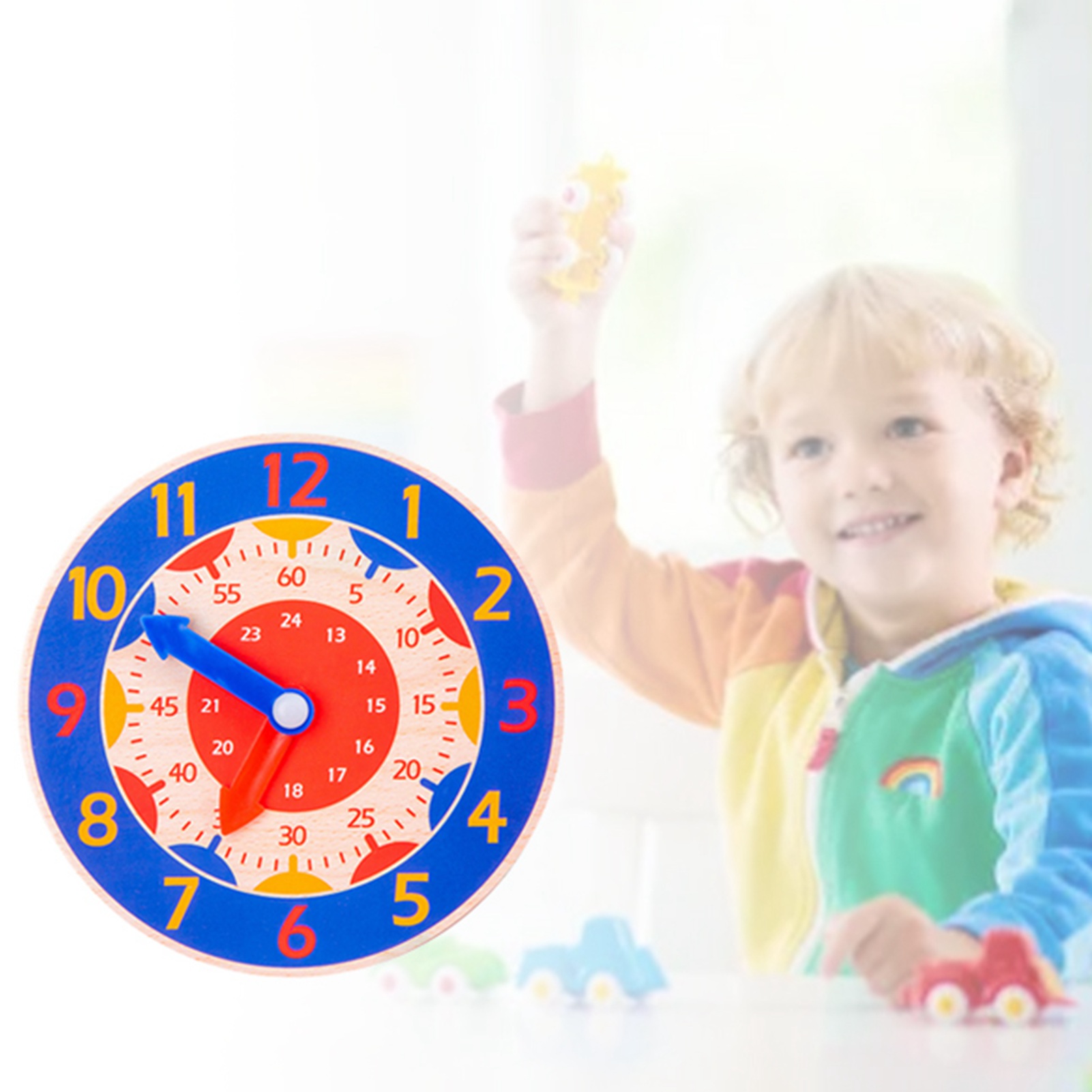 Wooden Clock Puzzle Sorting Toy For Toddler Kids Educational Learning Clock Gift - Picture 15 of 18