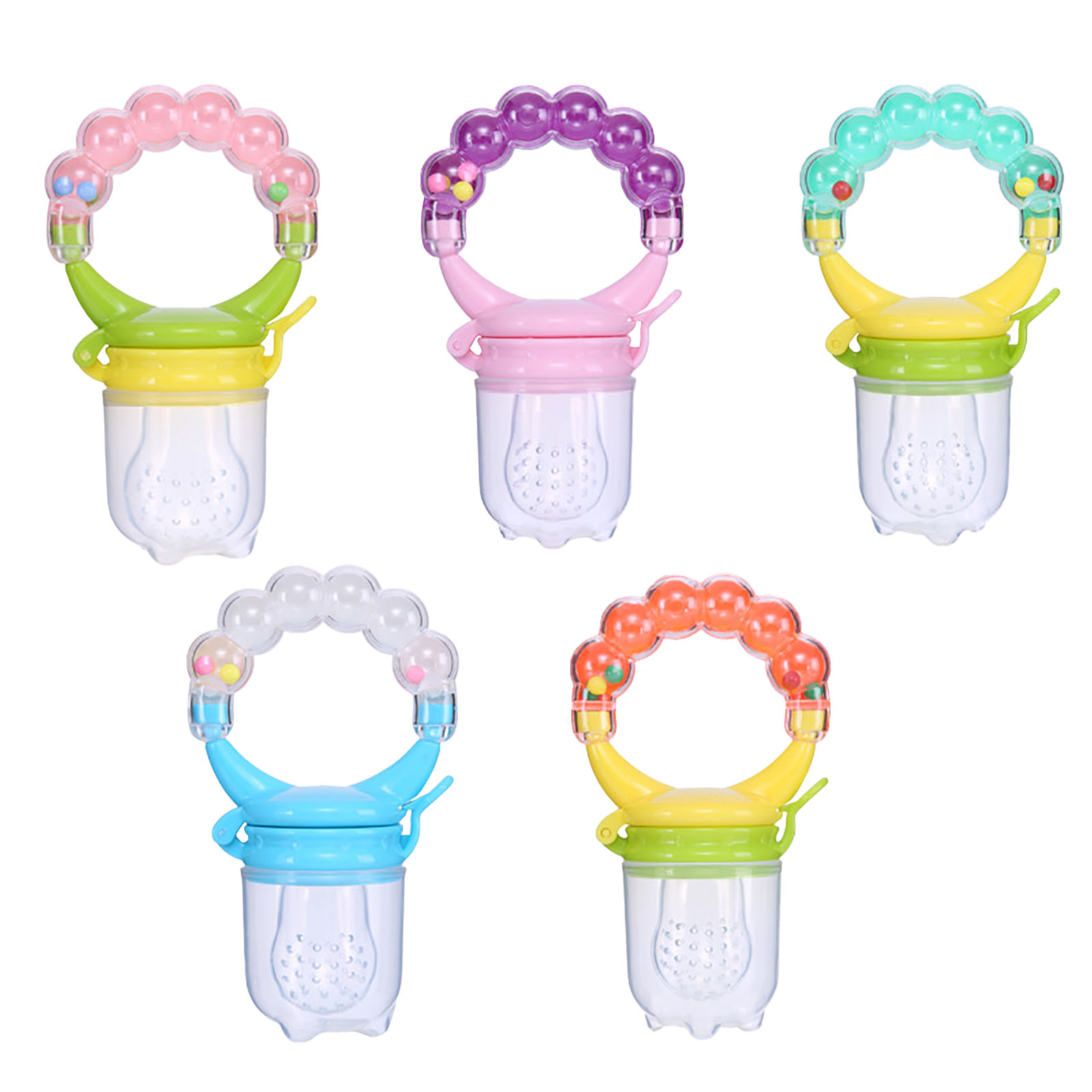 Baby Food Fruit Feeder With Rattle Teether Textured Safe Silicone Baby Food - Picture 22 of 63