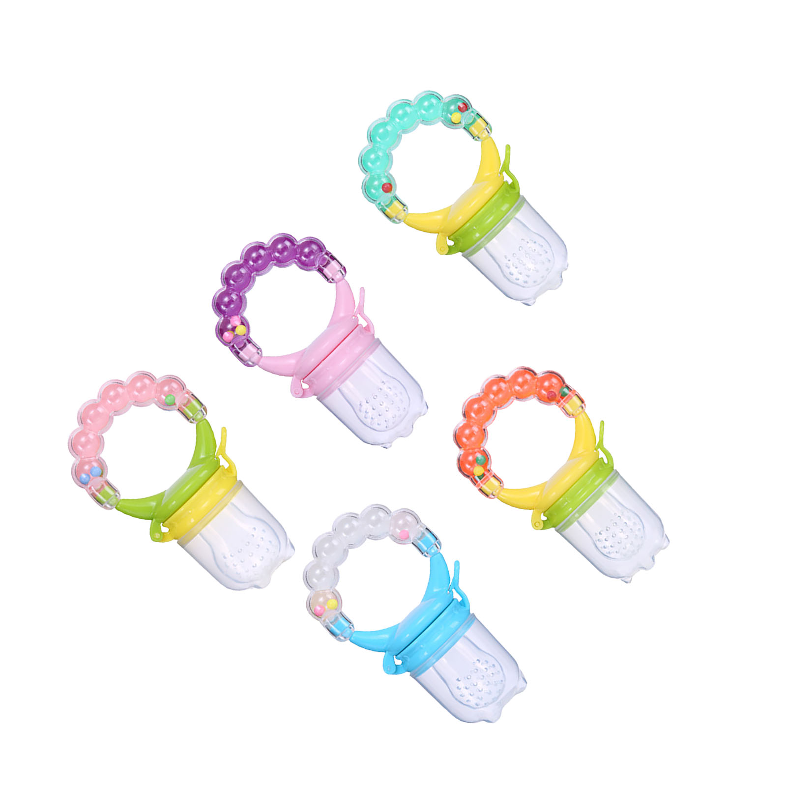Baby Food Fruit Feeder With Rattle Teether Textured Safe Silicone Baby Food - Picture 23 of 63
