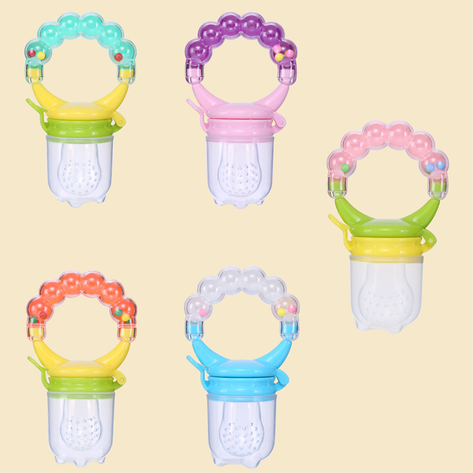 Baby Food Fruit Feeder With Rattle Teether Textured Safe Silicone Baby Food - Picture 25 of 63