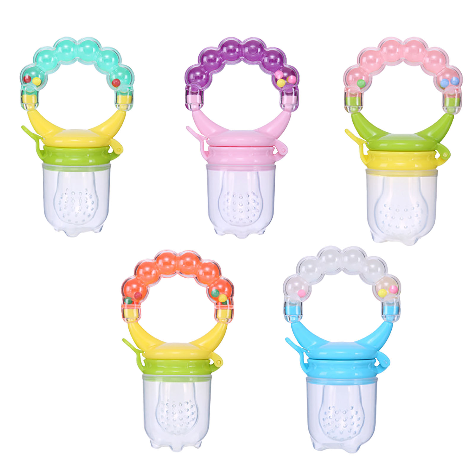 Baby Food Fruit Feeder With Rattle Teether Textured Safe Silicone Baby Food - Picture 30 of 63