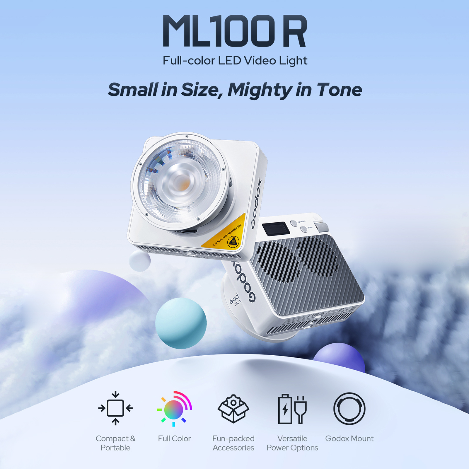 GODOX ML100R LED Video Light 110W Photography Fill Light 1800K