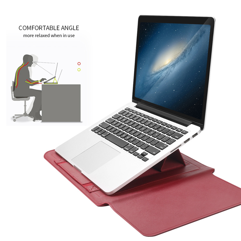 Laptop Stand Bag Portable Lightweight Ultra Thin Foldable PU Laptop Sleeve Ca CB - Afbeelding 30 van 34