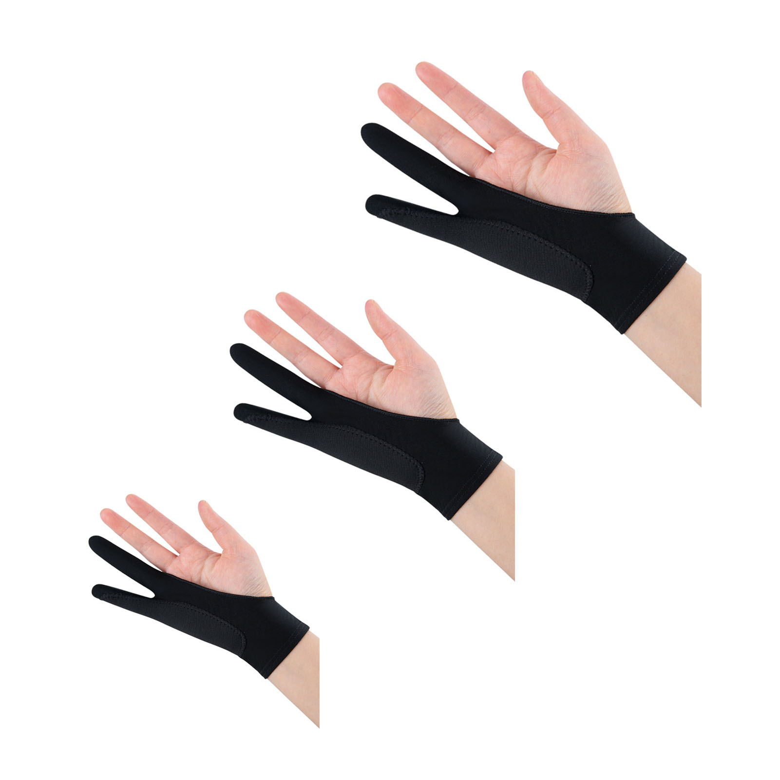 Tablet Drawing Glove Breathable Prevent Smudge 3 Layer 2 Finger Painting G New - Afbeelding 13 van 18