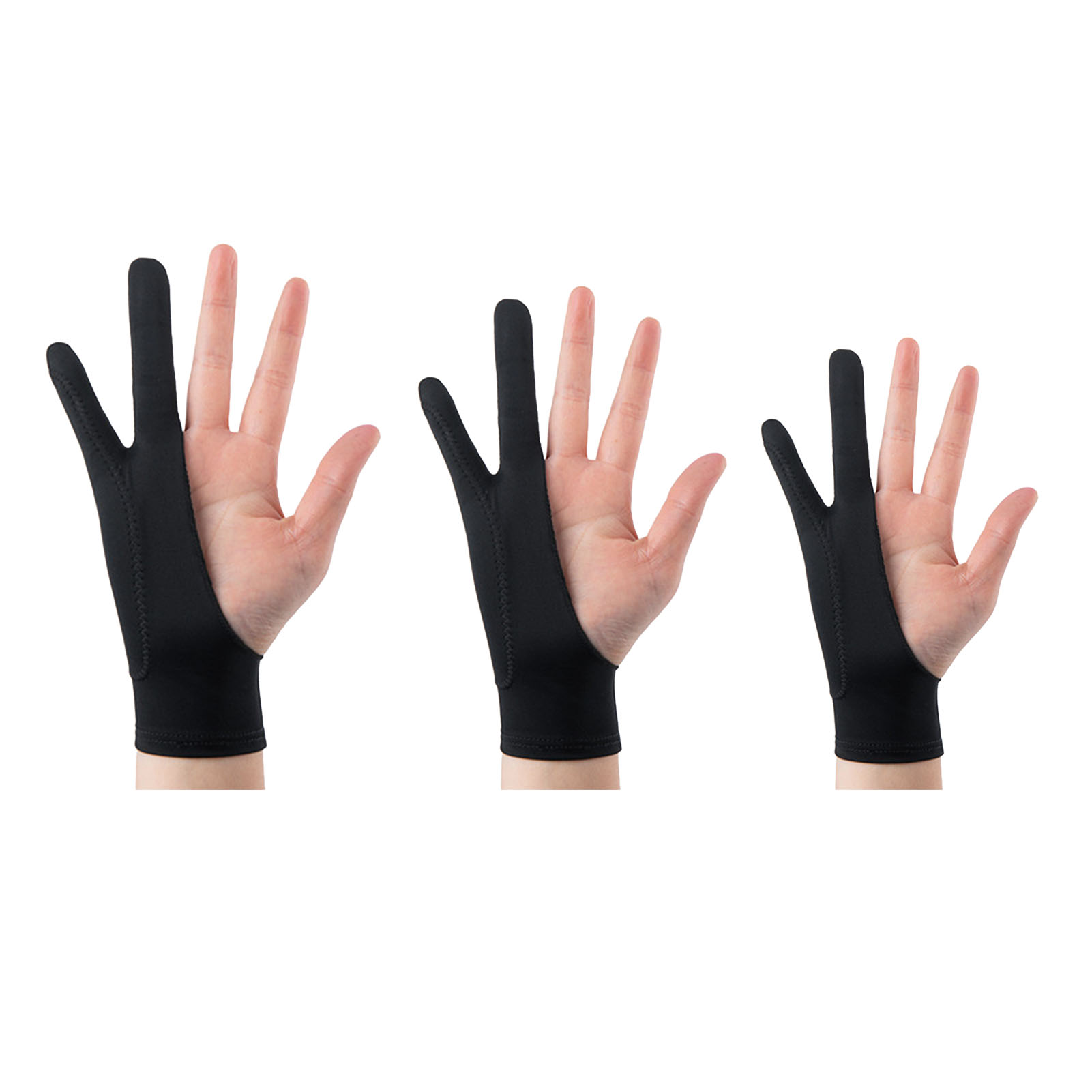 Tablet Drawing Glove Breathable Prevent Smudge 3 Layer 2 Finger Painting G New - Afbeelding 16 van 18