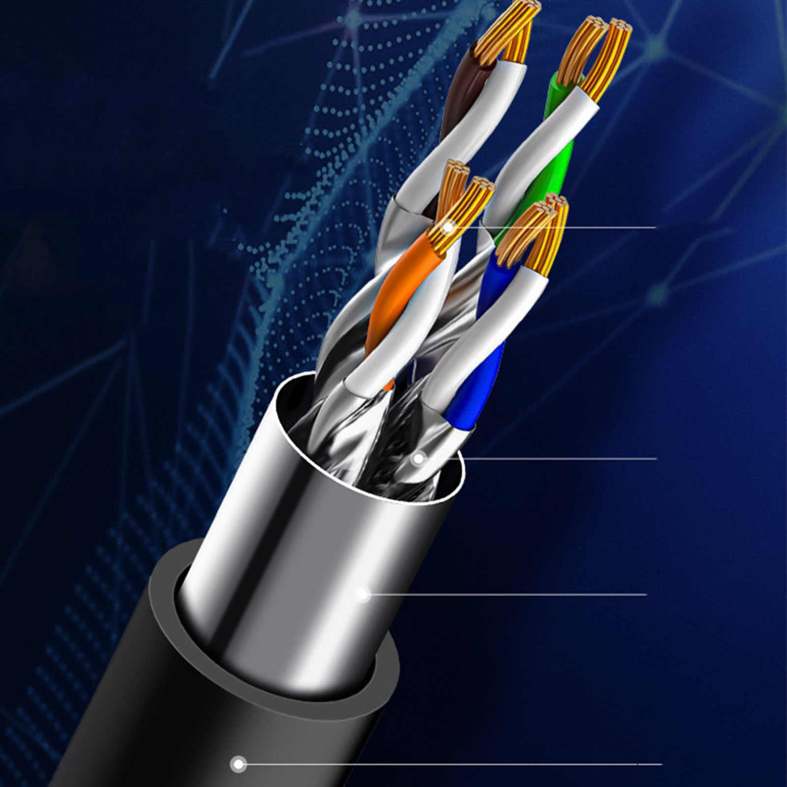 Cat 8 Network Cable 40Gbps High Speed 2000MHz Double Shielded 26AWG Cat 8 Eth FY - Afbeelding 24 van 29