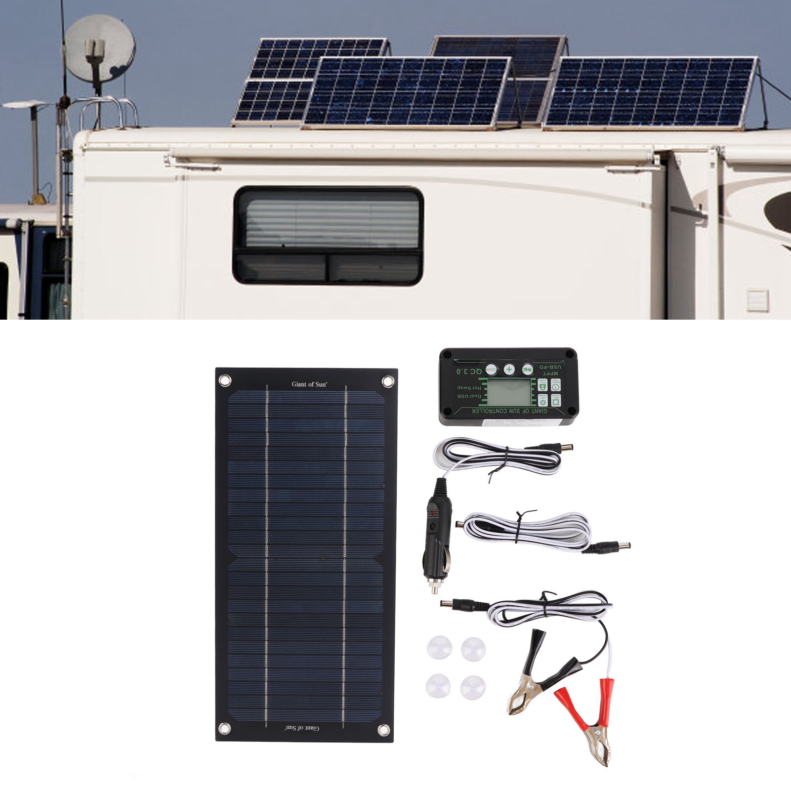 Panneau Solaire Portable 15W Avec 2 Ports USB – étanche – Pour Camping