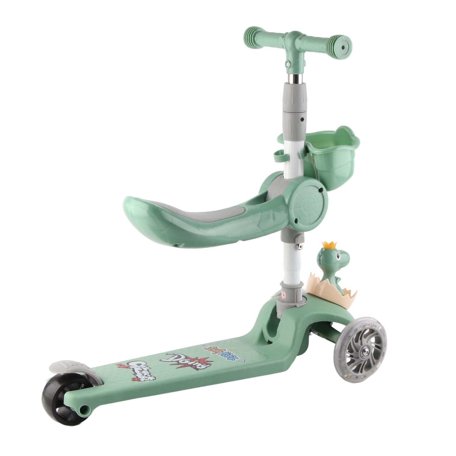 (Green)Kick Scooter 3 Wheel Kick Scooter Stable Multi Functional For