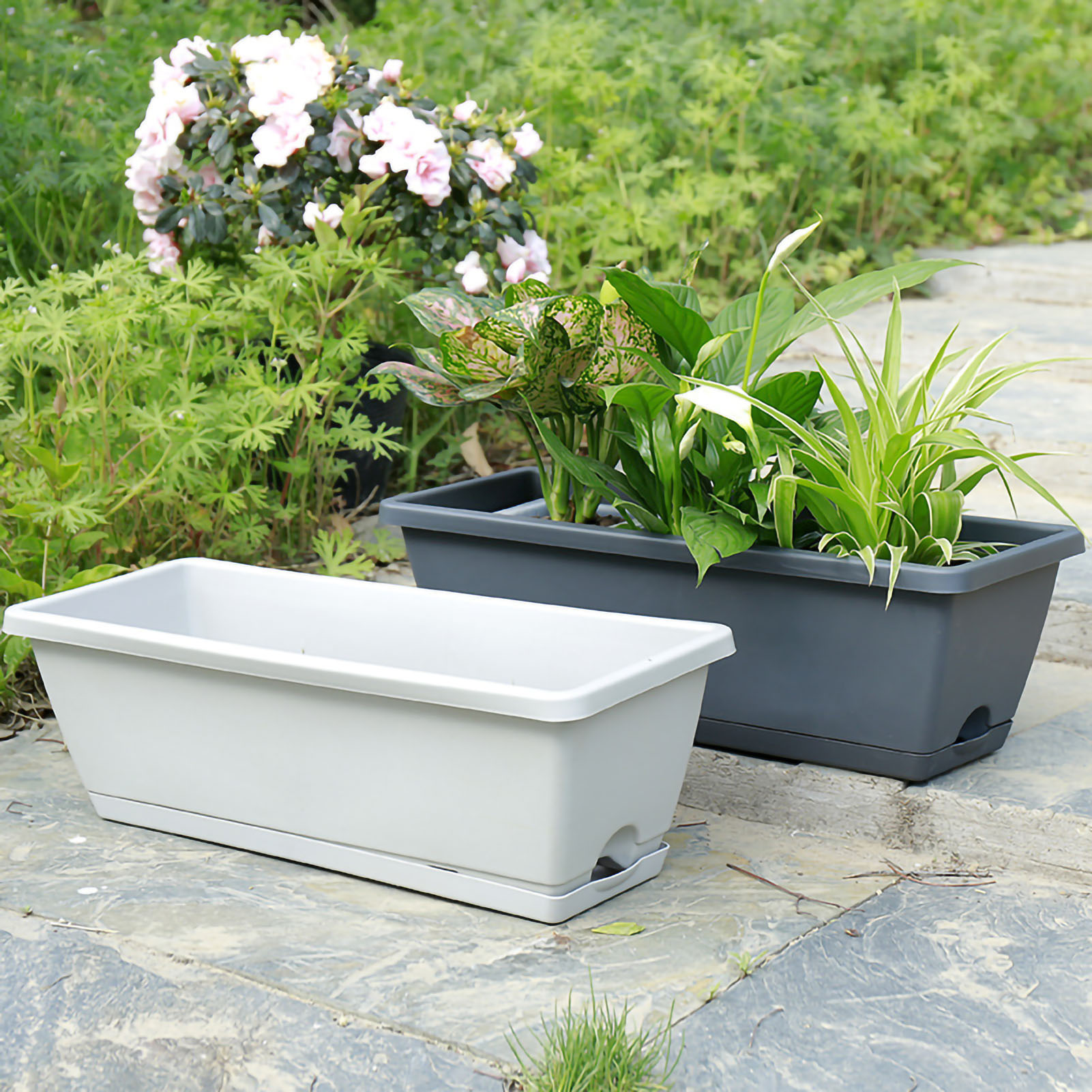 Rectangular Planter Box Plastic Flower And Vegetable Planting Pots Plant Contain - Picture 9 of 19
