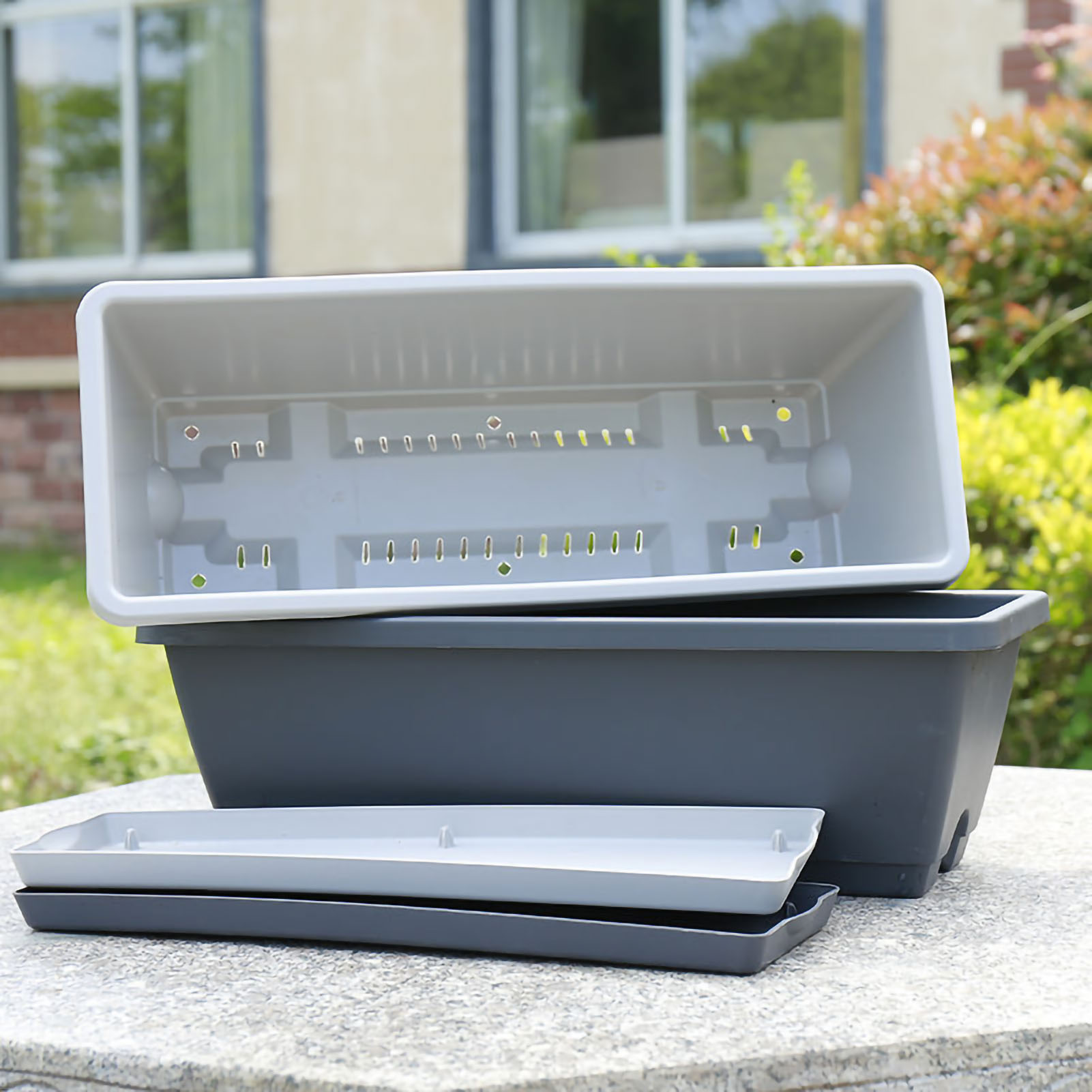 Rectangular Planter Box Plastic Flower And Vegetable Planting Pots Plant Contain - Picture 11 of 19