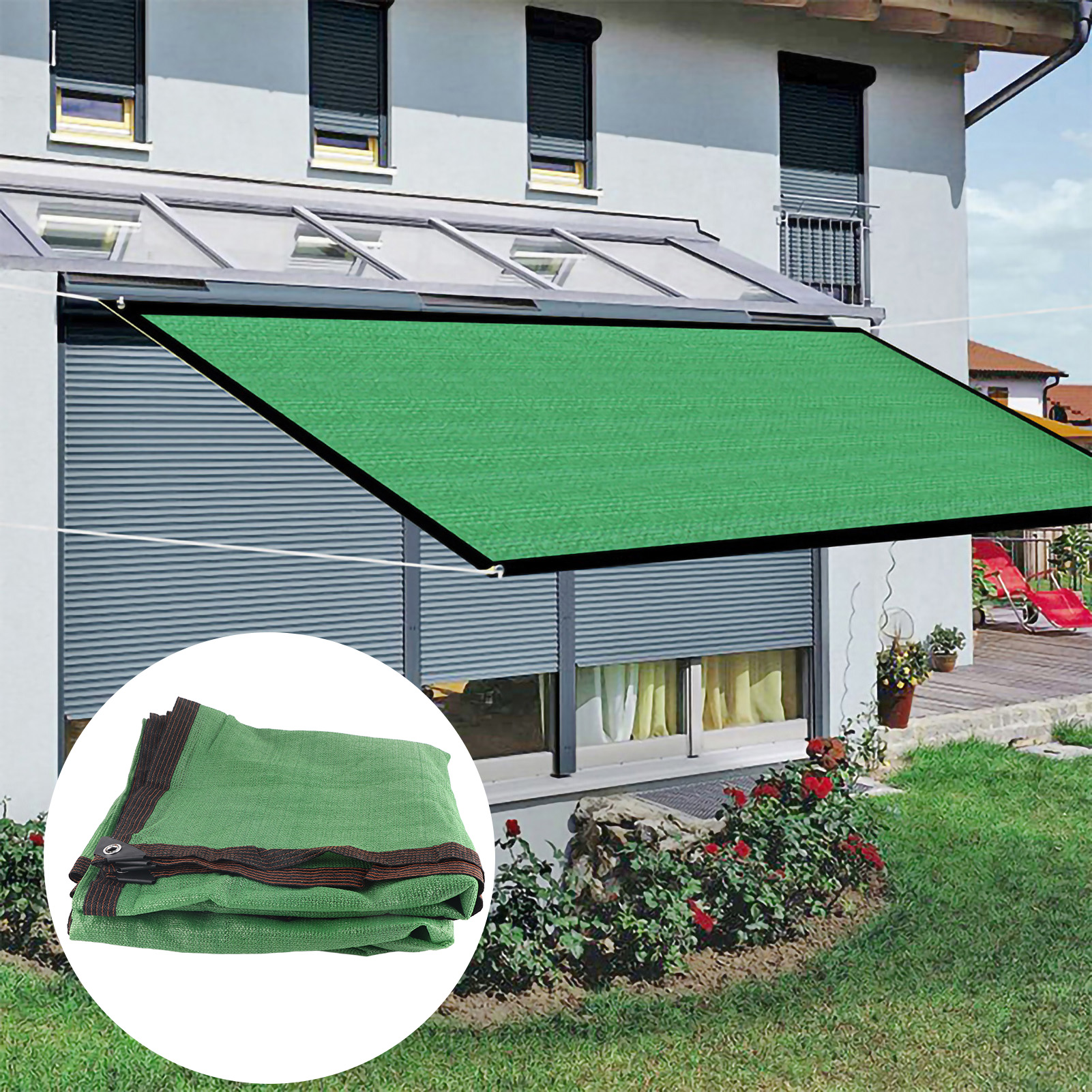 NEW Sun Shade Sail Breathable Farbic Canopy Awning Shelter Rectangle UV Block