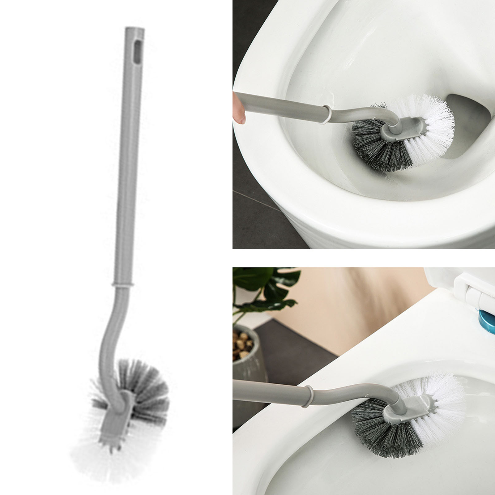 Curved Toilet Cleaning Brush Hanging Strong Decontamination Long Handle - Picture 13 of 18
