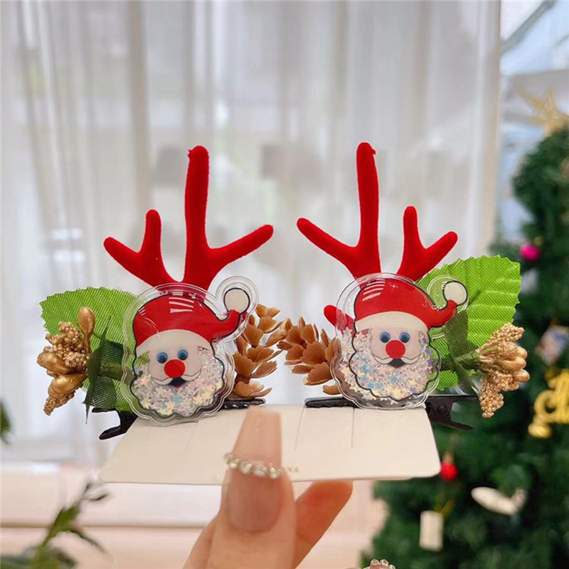 NEW Christmas Antler Hair Clips Cute Exquisite Plush Reindeer Hair Barrettes For