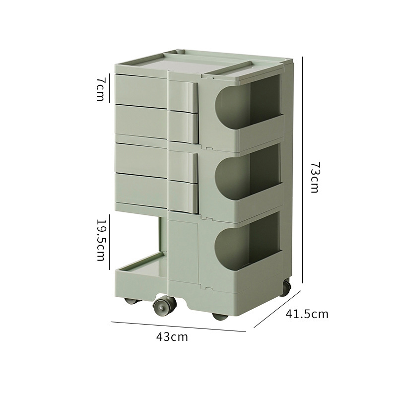 Rolling Nightstand 3 Layer Rotating Drawer Impact Resistant Plastic Wheel B DM - Picture 8 of 11