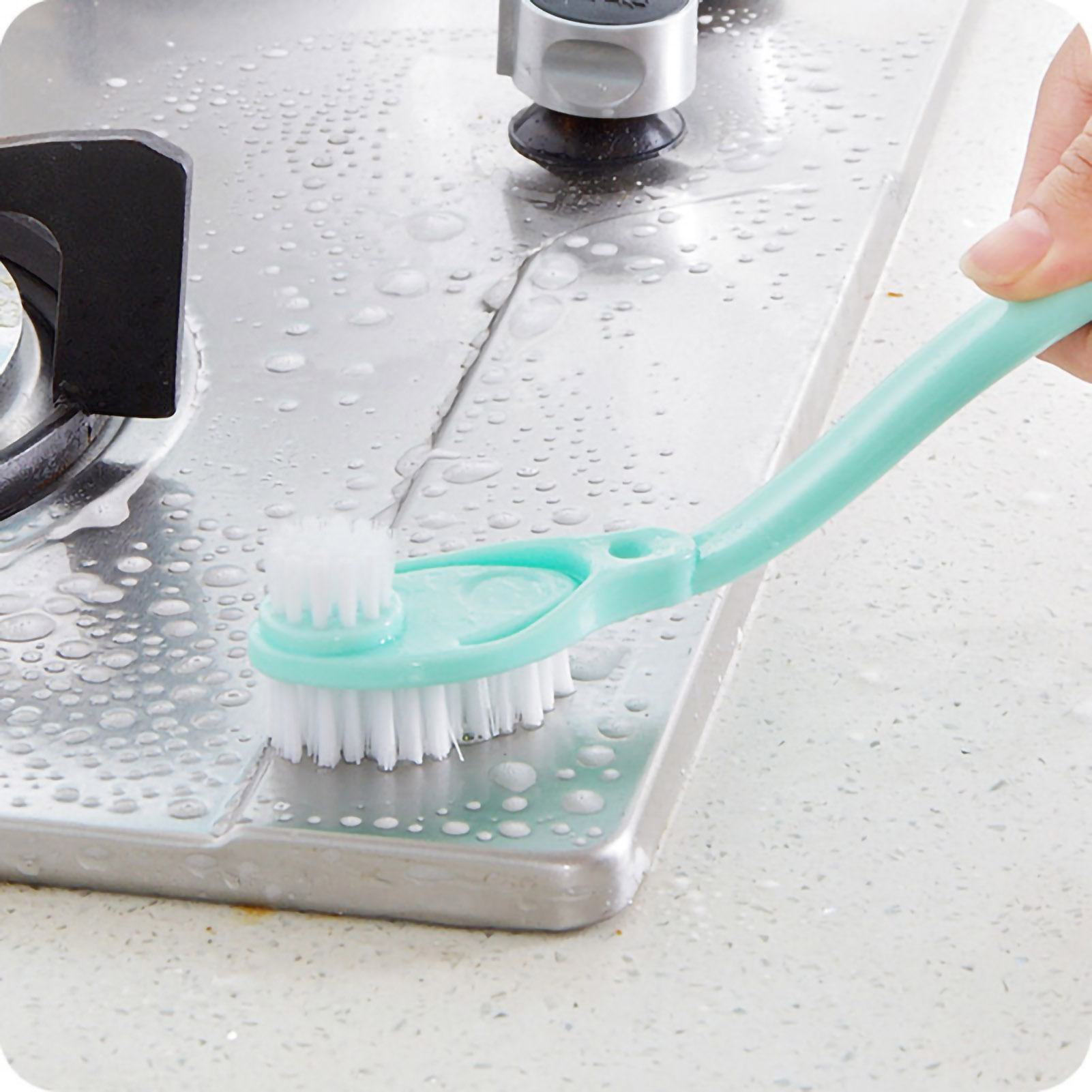 Double Sided Shoe Brush Bow Shape Long Handle Multifunctional Cleaning Brush NEW