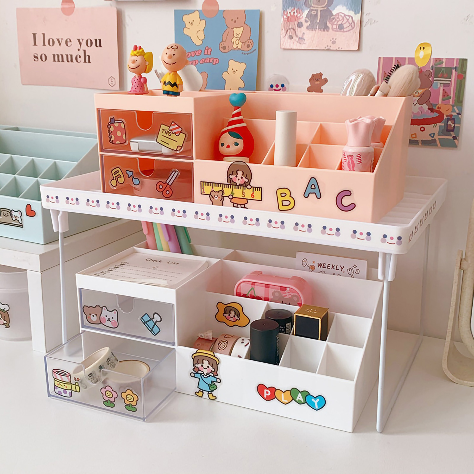 NEW Desktop Storage Box Multi Grid Design Cute Beautiful Desktop Organizer