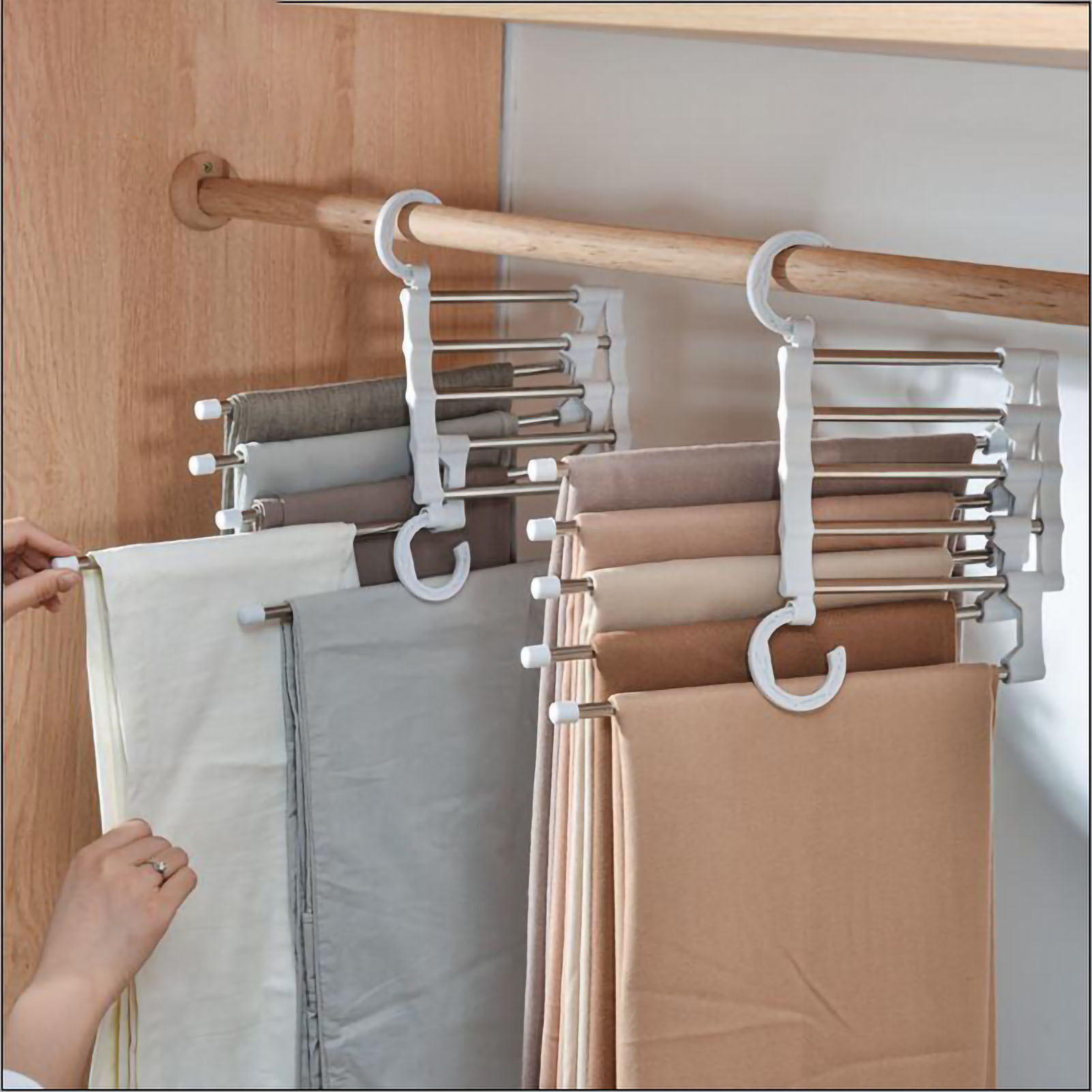 Stainless Steel Hangers Home Multifunctional Foldable Trouser Rack Retractable