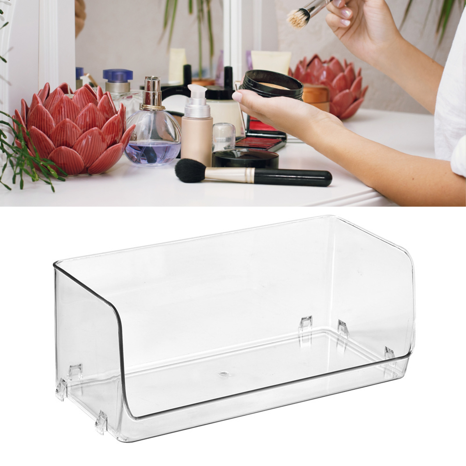 Cosmetic Display Case Multifunction Stackable Plastic Transparent Makeup