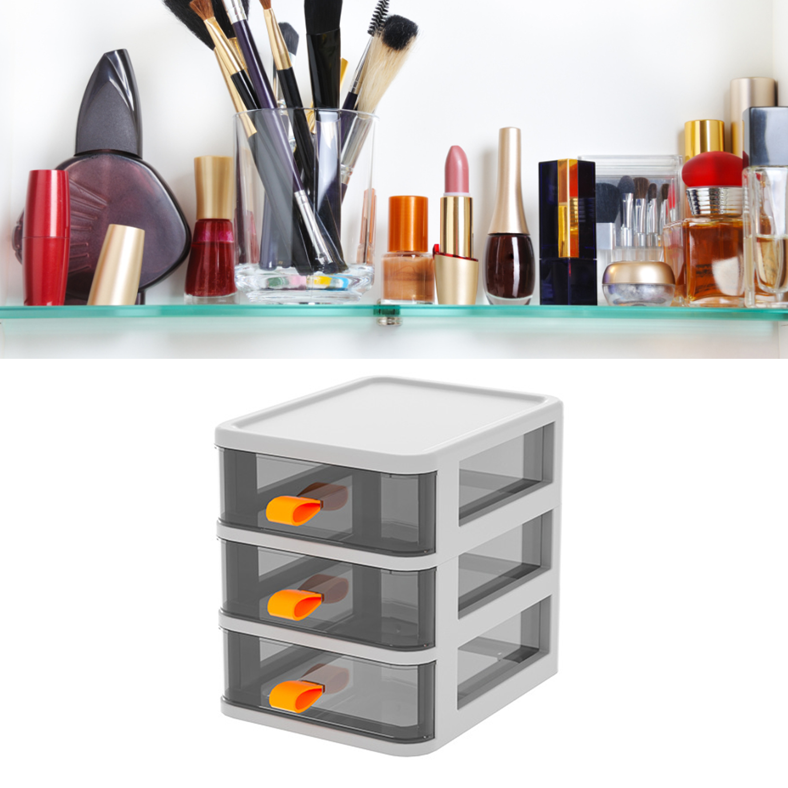 Drawer Type Desktop Storage Box Transparent Desktop Stationery Organizer Wit NEW