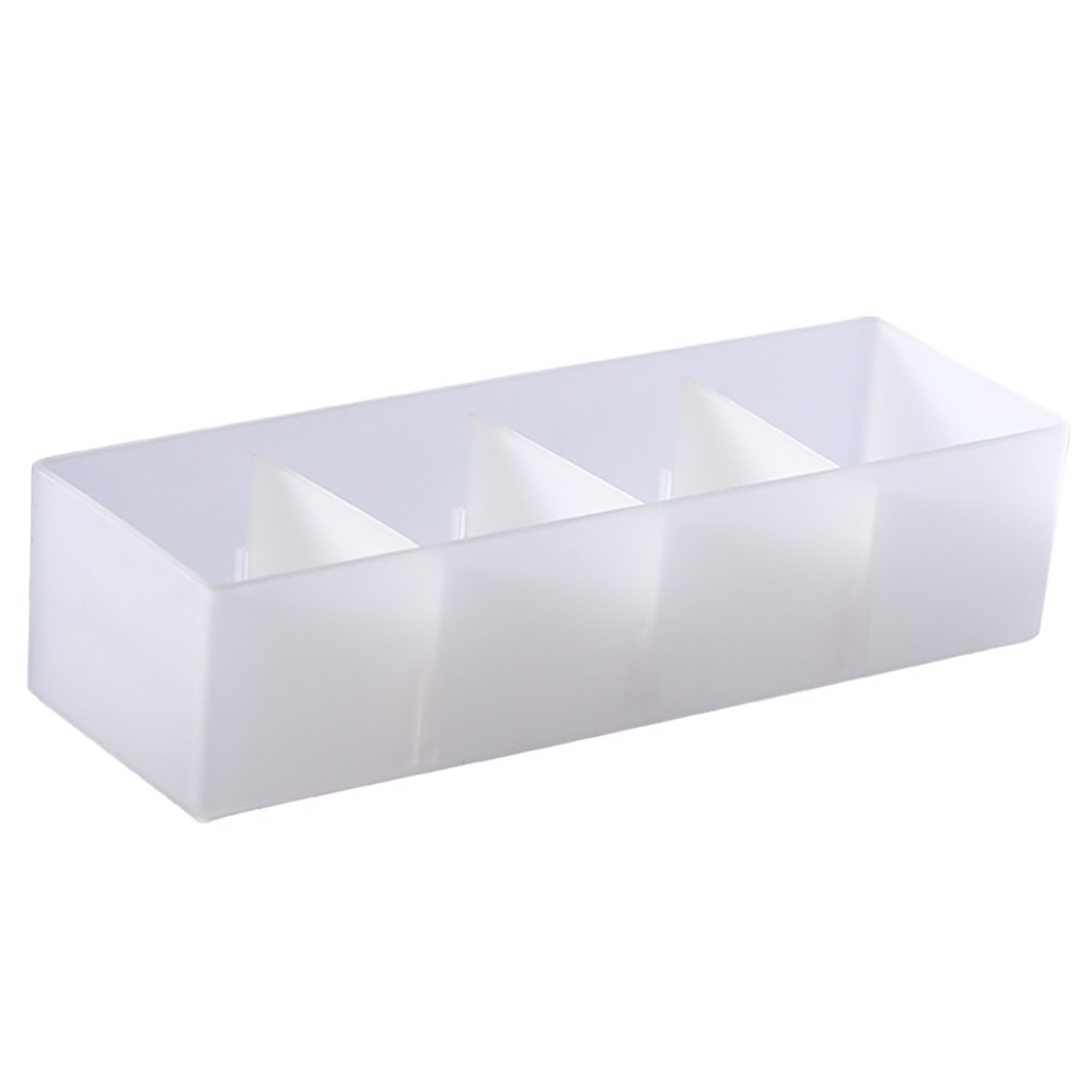 4 Section Drawer Organizer Tray With Removable Partition Stackable Translucent