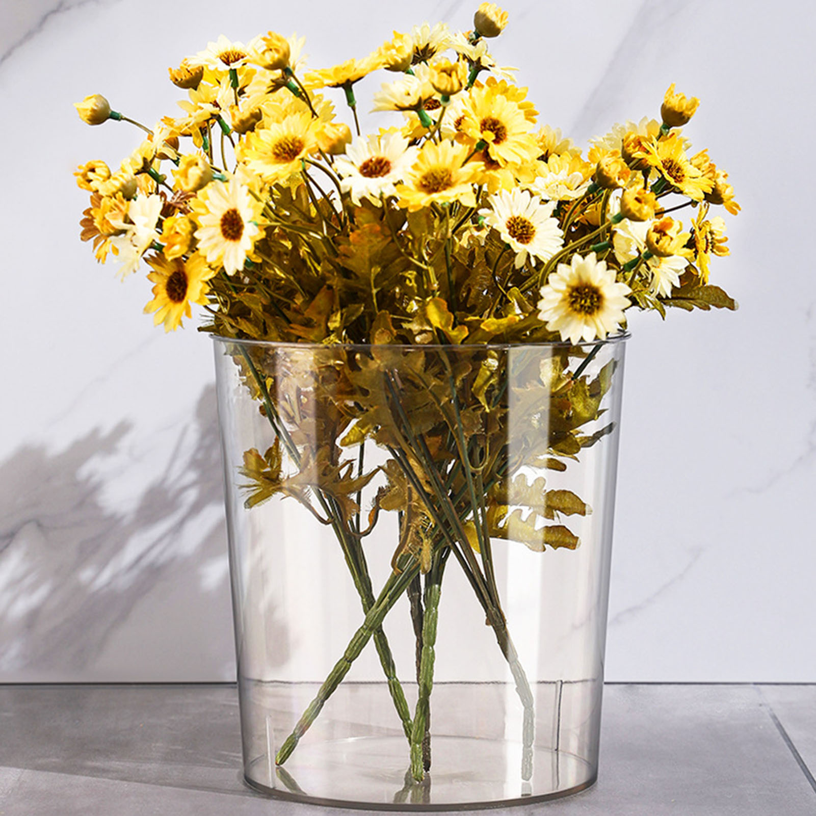 Transparent Trash Can Clear Garbage Container Bin Large Capacity Plastic