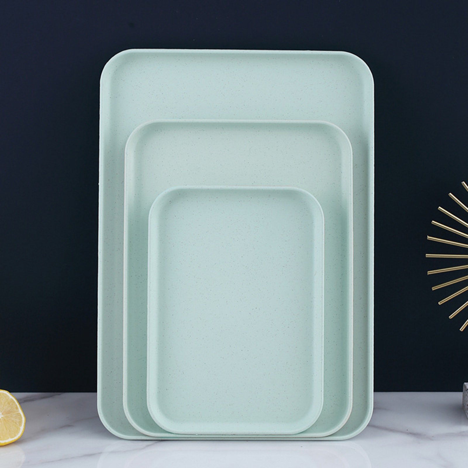 Kitchen Serving Tray Wheat Straw Rectangular Nordic Style Cupcake Fruit Snack