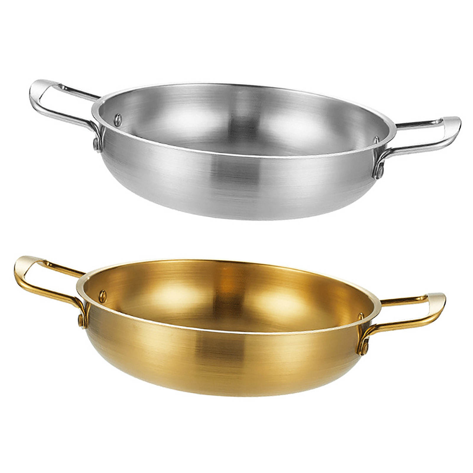 Padella Doppio Manico 1350ml Acciaio Inox Padella per Pesce Riso Fritto - Foto 13 di 18