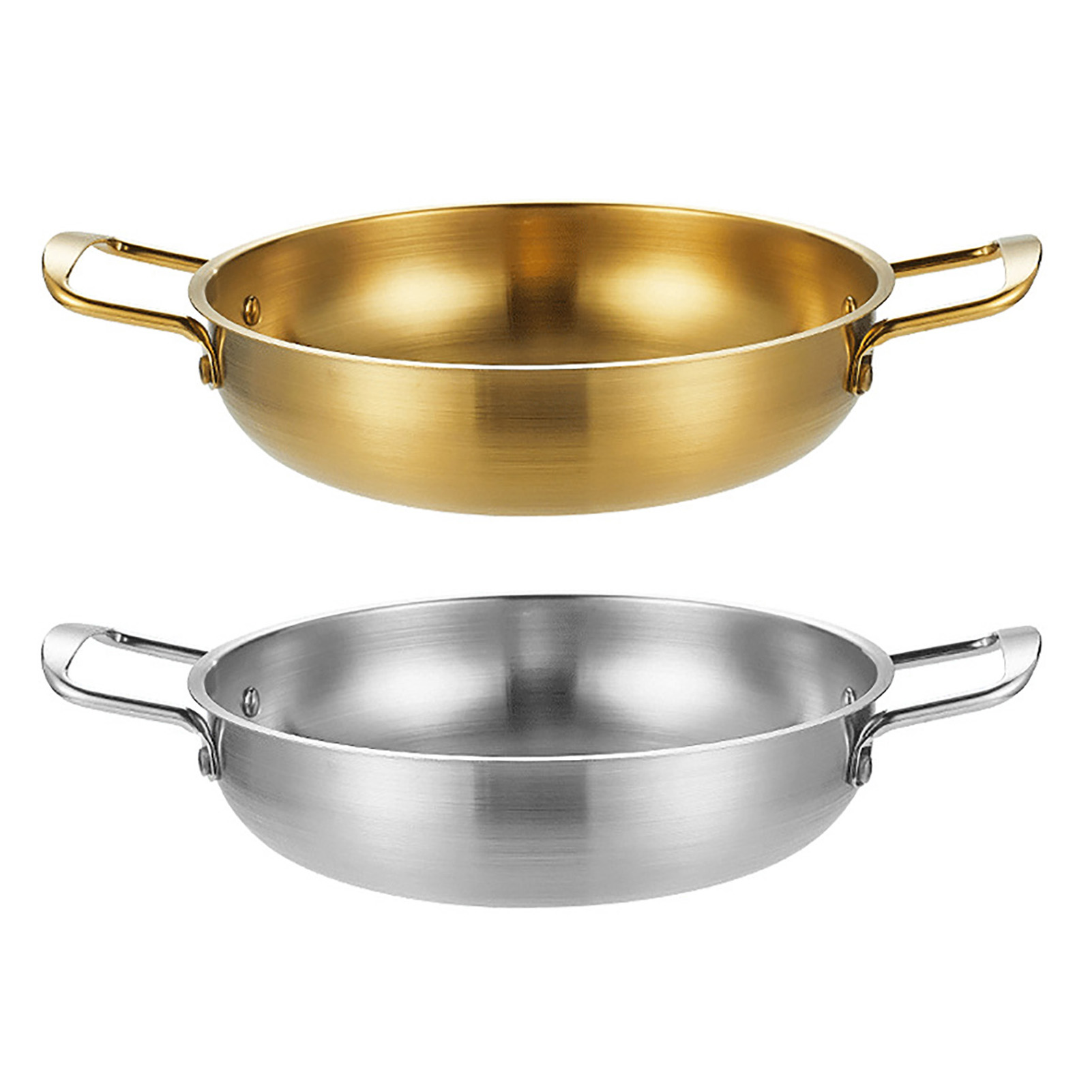 Padella Doppio Manico 1350ml Acciaio Inox Padella per Pesce Riso Fritto - Foto 15 di 18