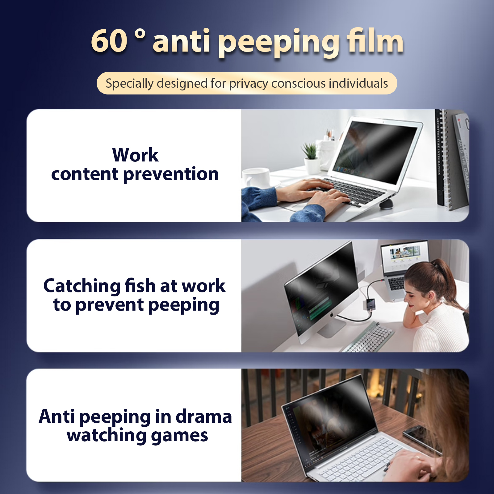 Anti-Peeping Screen Protector Niebieski filtr blokujący światło do monitora 23.8 FFME - Zdjęcie 7 z 10