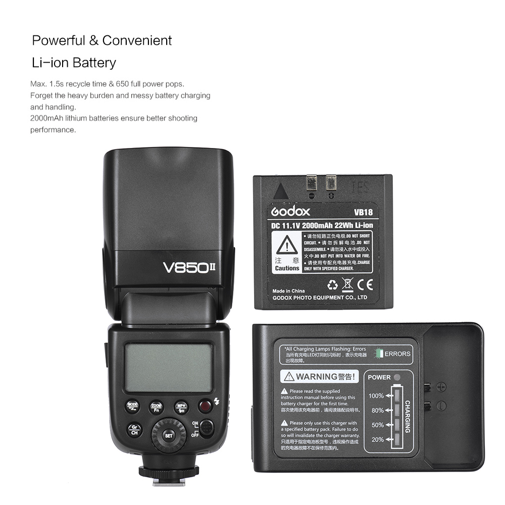 Godox V850II Camera Flash Speedlight With 2000mAh Battery For D