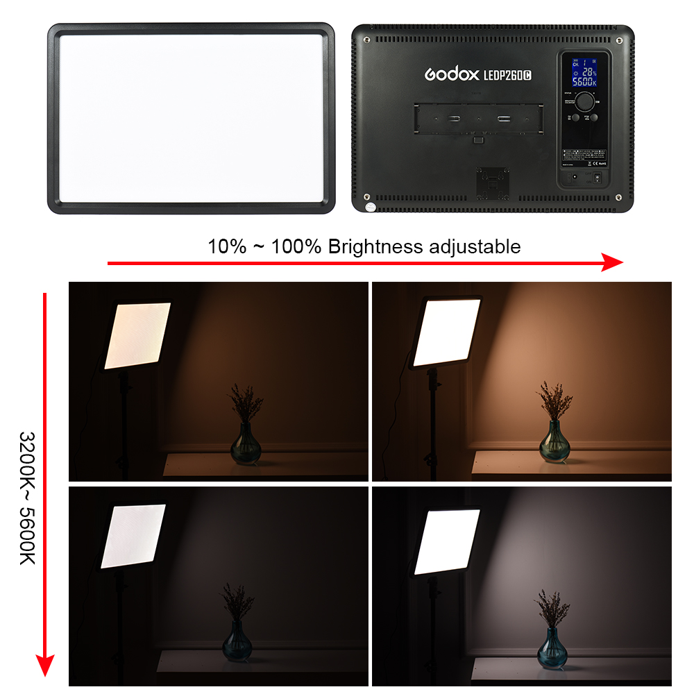 Godox LEDP260C Ultra-thin 30W Dimmable LED Video Light Panel Lamp