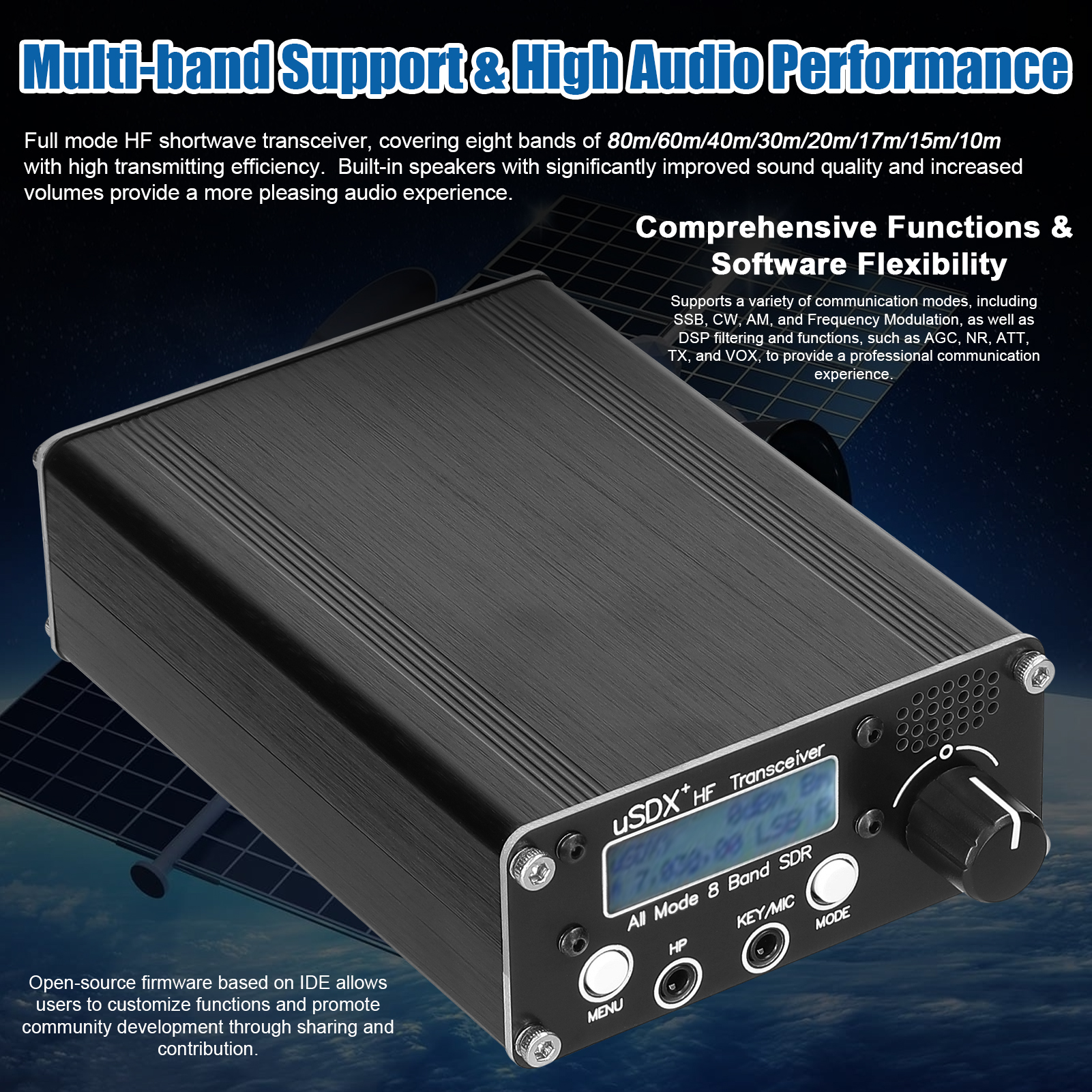 USDR USDX+ Plus V2 10/15/17/20/30/40/60/80m 8 Bands SDR All Mode