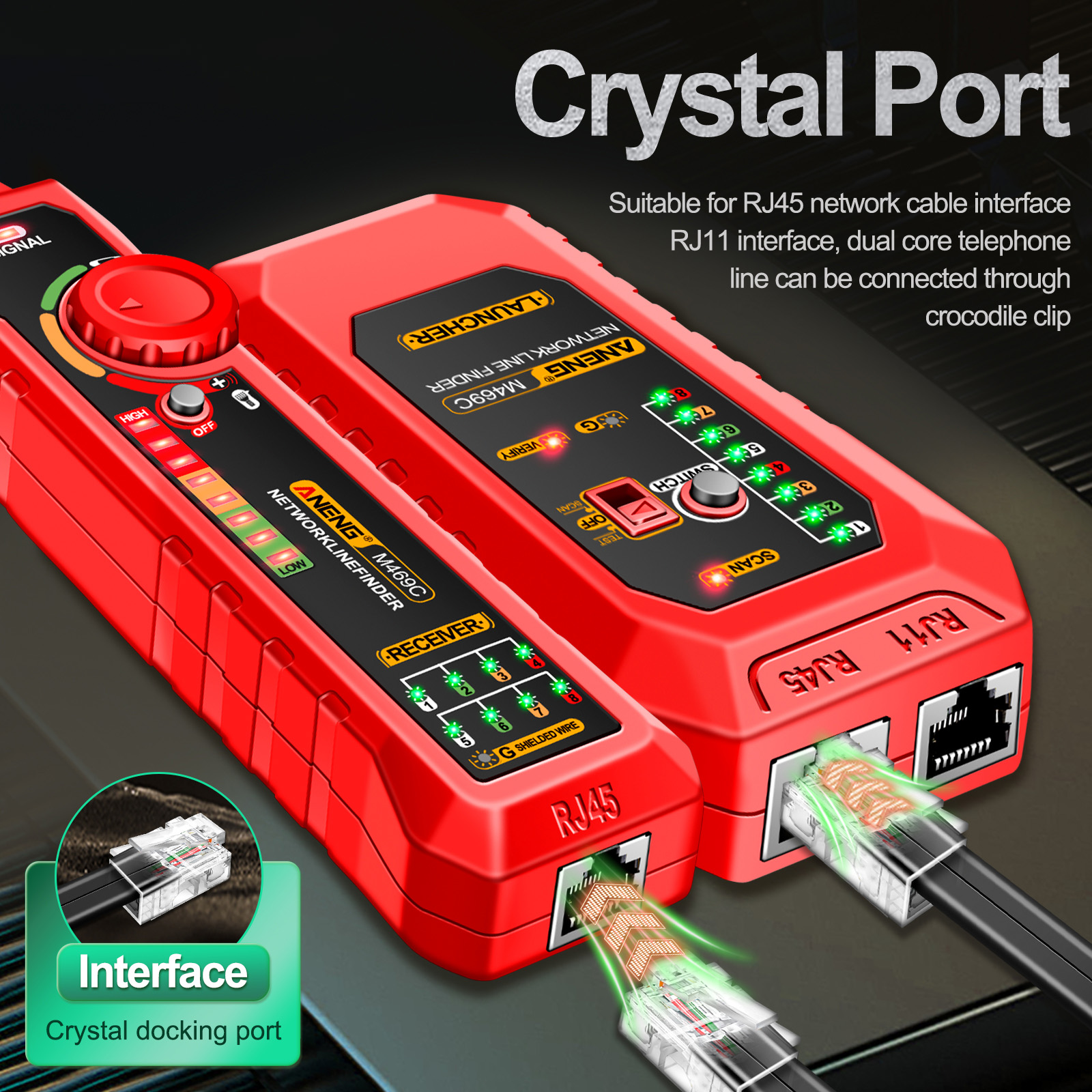 ANENG M469C Network Cable Finder RJ45 RJ11 LAN Cable Tester Networking Tool Wir - Afbeelding 10 van 12