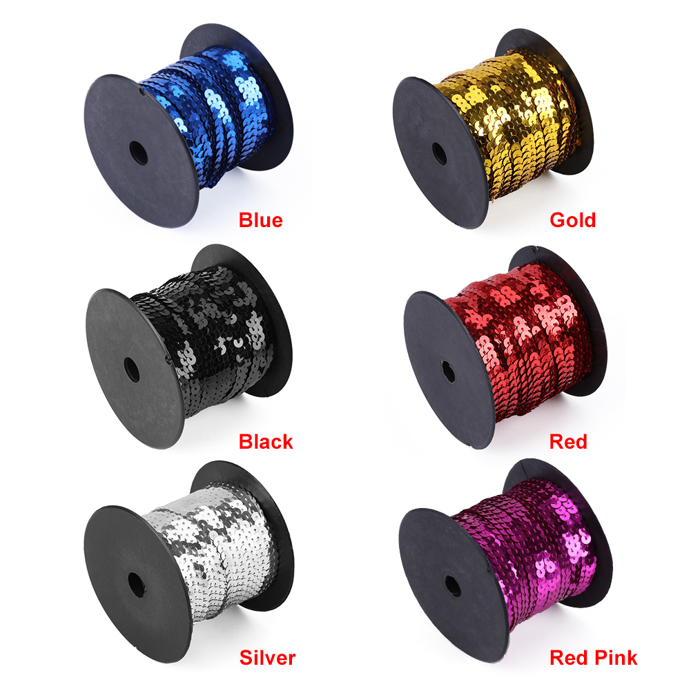 DIY 100 Yards 6mm Shiny Trim Sewing Strings Flat Round Sequins Line Accesso Fit - Picture 9 of 15